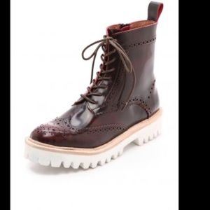 JEFFREY CAMPBELL red lug sole oxford lace up moto boots womens 7